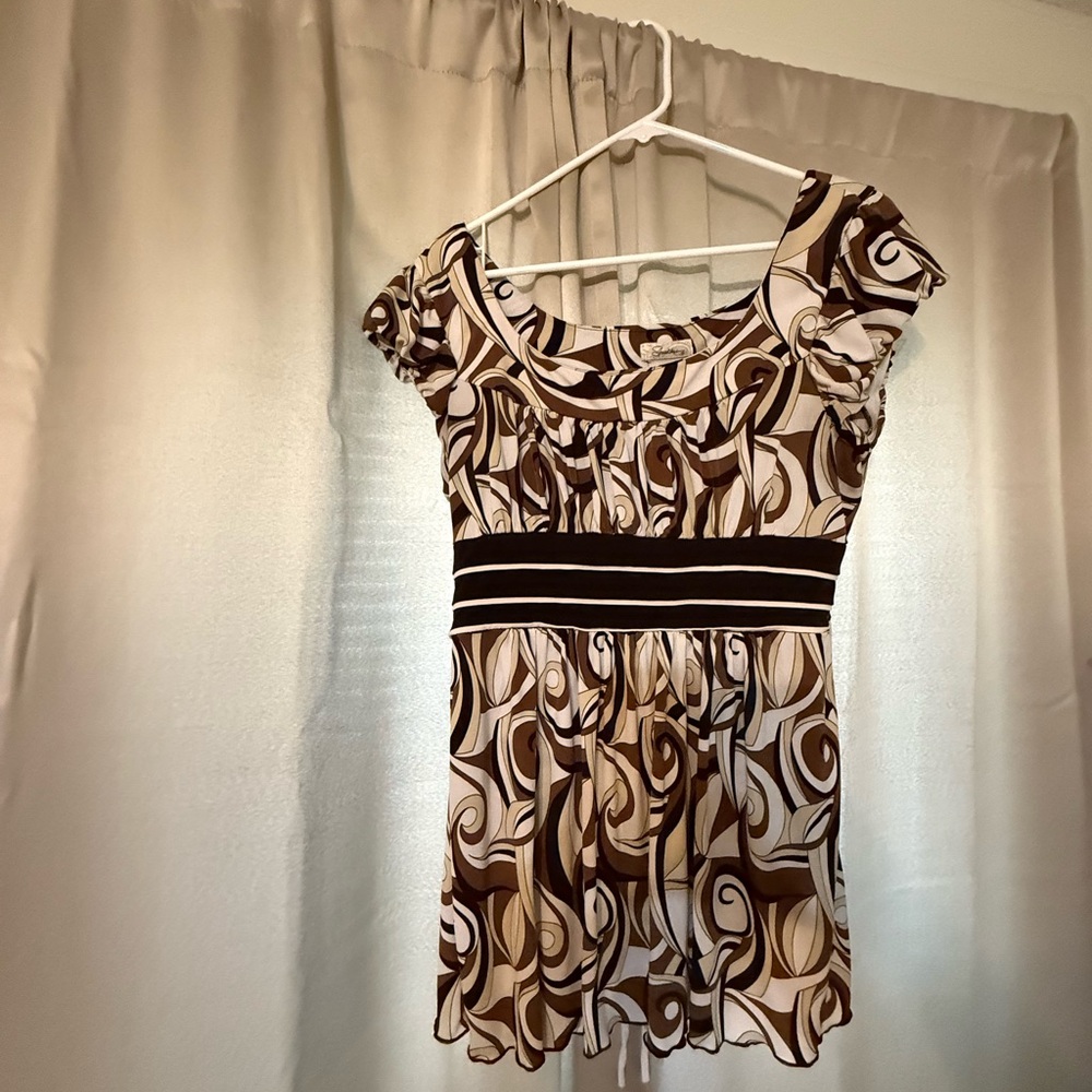 Speechless Brown and Cream Swirl Blouse